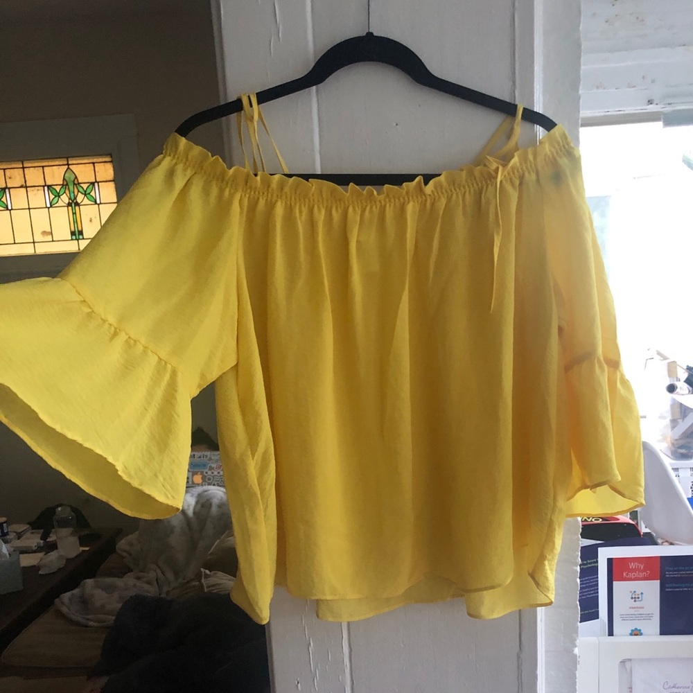 Yellow cold shoulder top
